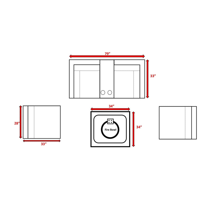 Contemporary Patio Seating Set With Fire Pit - R&R Furniture Gallery (Fountain Valley, CA)
