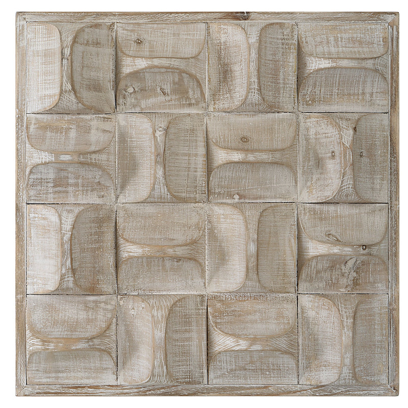 Uttermost Pickford wood wall decor featuring rustic, natural wood panels arranged in a stylish modern design.