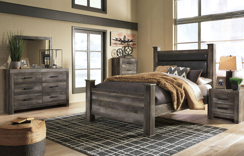 Signature Design by Ashley Wynnlow 7 Piece Bedroom Set poster showing bed, dresser, and nightstands in a modern bedroom style.