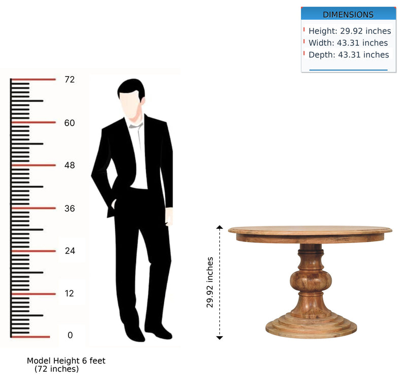 Round Turned Dining Table - Oak - R&R Furniture Gallery (Fountain Valley, CA)