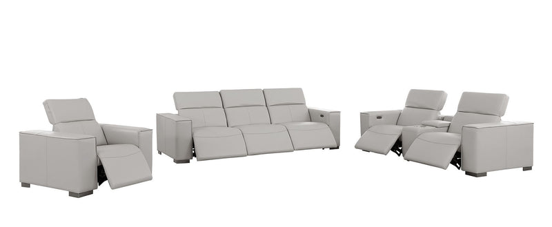 1208 - Modular Leather Set With 6 Power Recliners & Power Headrests
