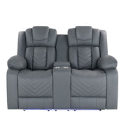 Raize - 10 Power Console Reclining Loveseat With LED - Gray - R&R Furniture Gallery (Fountain Valley, CA)