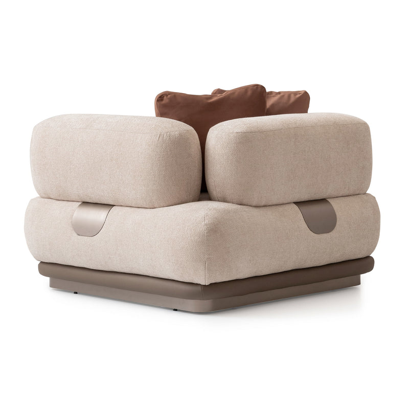 Bristol Point - Corner Chair - Fawn / Saddle Brown - R&R Furniture Gallery (Fountain Valley, CA)