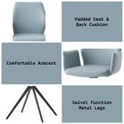 Segismunda - Arm Chair With Swivel - Light Blue Leather & Black - R&R Furniture Gallery (Fountain Valley, CA)