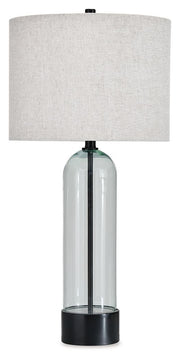 Kerrbrook - Glass Table Lamp - Clear / Black - R&R Furniture Gallery (Fountain Valley, CA)