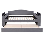 Upholstered Daybed With Storage Armrests, Trundle And Latest Integrated tooth Audio System - R&R Furniture Gallery (Fountain Valley, CA)