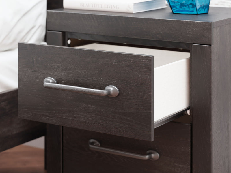 Hollivern - Two Drawer Night Stand - Dark Gray - R&R Furniture Gallery (Fountain Valley, CA)