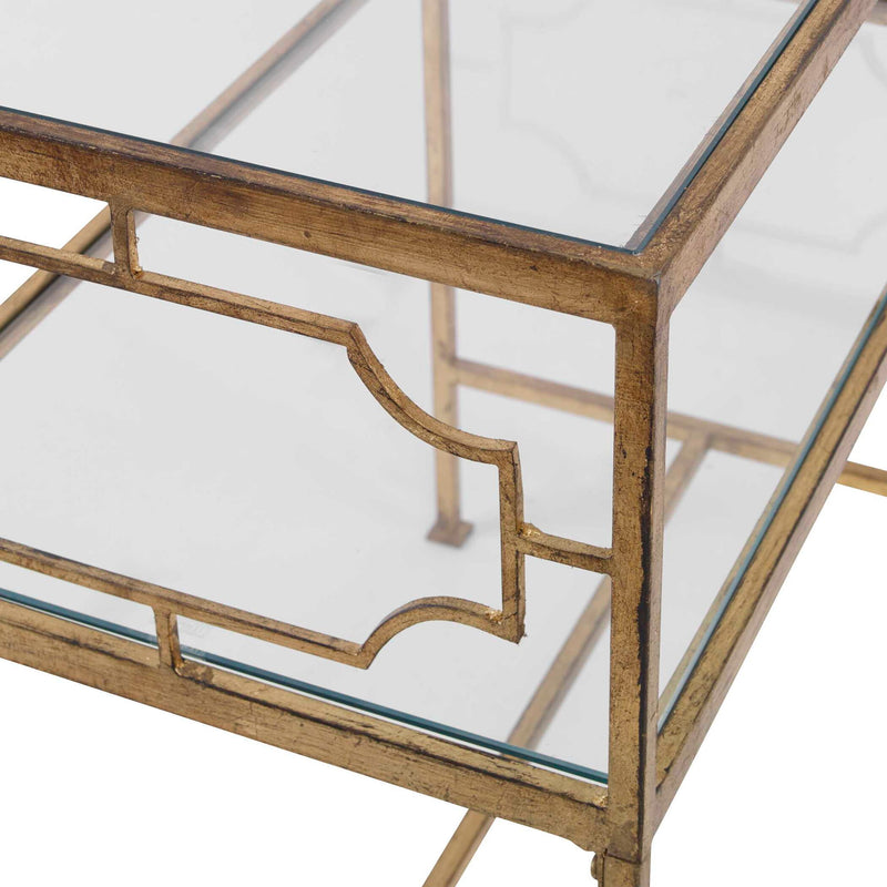 Uttermost Genell side table with a sleek, modern design and wooden top, ideal for living room or bedroom decor.