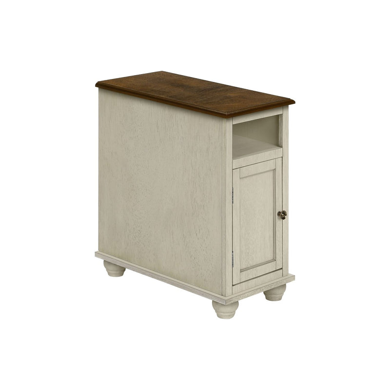 White accent end table with storage, traditional style by 8th Street, featuring a classic design and compact size.