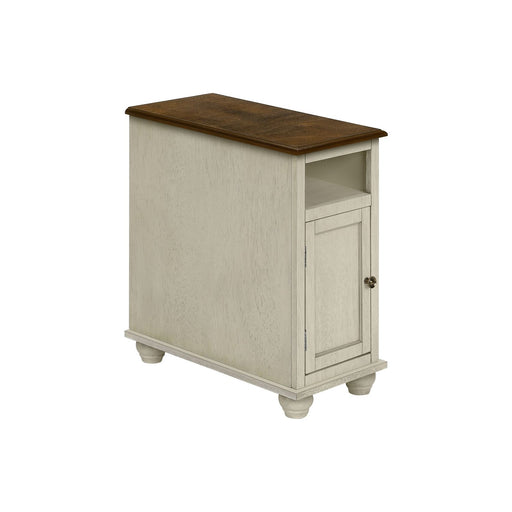 White accent end table with storage, traditional style by 8th Street, featuring a classic design and compact size.