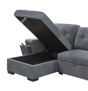 Toby - Woven Fabric Reversible Sleeper Sectional Sofa With Storage Chaise Cup Holder Charging Ports And Pockets - R&R Furniture Gallery (Fountain Valley, CA)