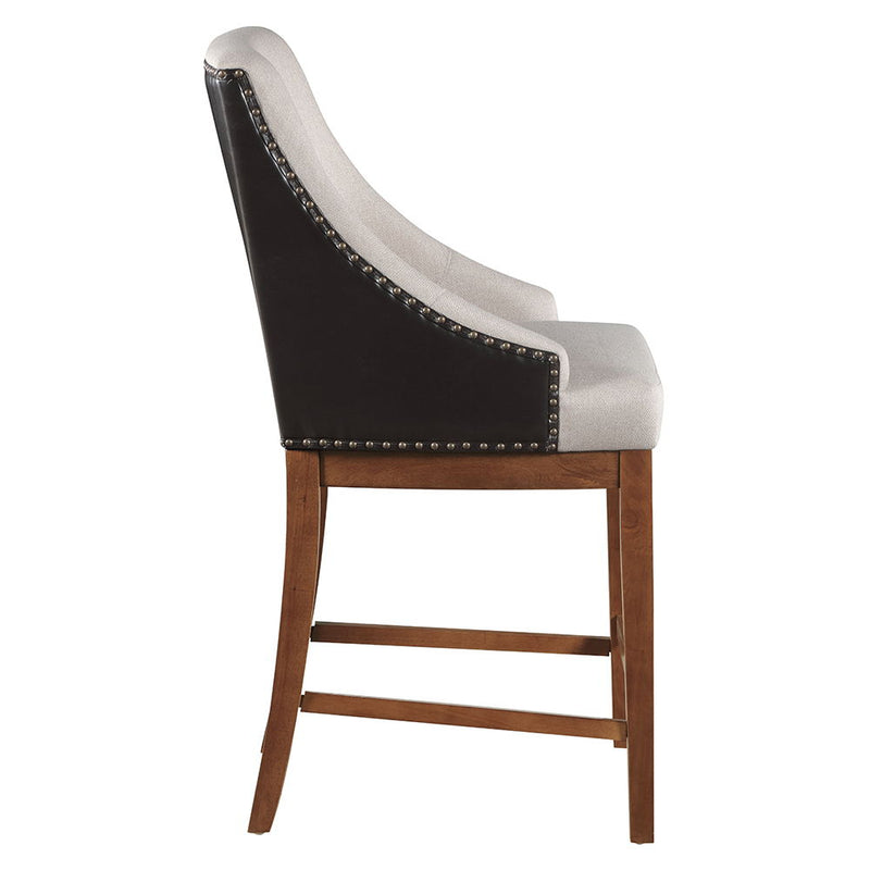 Gilsea - Counter Height Chair (Set of 2) - Fabric, Brown Synthetic Leather & Brown - R&R Furniture Gallery (Fountain Valley, CA)