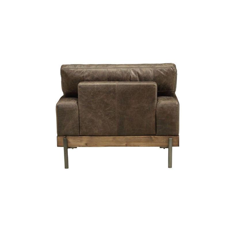 Silchester - Chair - Distress Chocolate Top Grain Leather & Oak - R&R Furniture Gallery (Fountain Valley, CA)