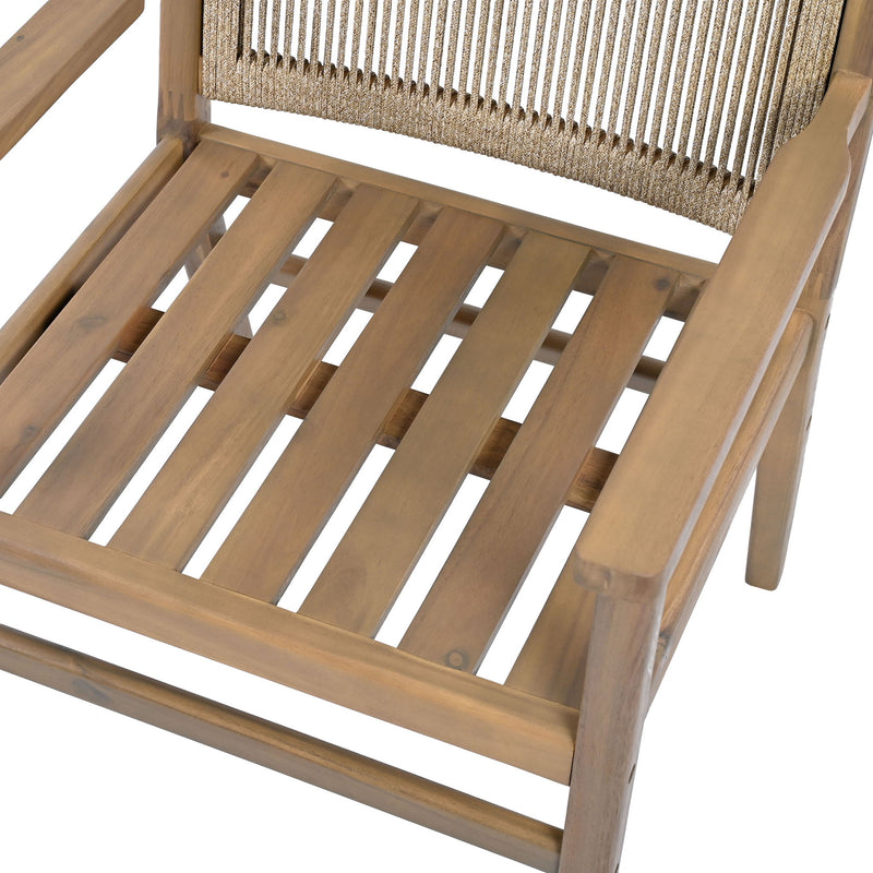 Outdoor Acacia Wood Patio Dining Armchair (Set of 2) - R&R Furniture Gallery (Fountain Valley, CA)