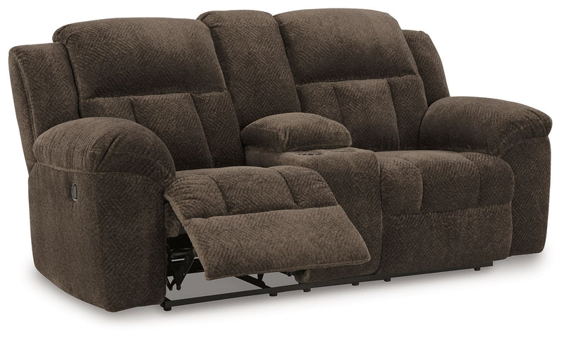 Frohn - Dbl Reclining Loveseat With Console - R&R Furniture Gallery (Fountain Valley, CA)