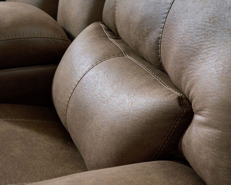 Beckley Place - 2 Seat Power Reclining Sofa With Adjustable Headrest - Earth - R&R Furniture Gallery (Fountain Valley, CA)