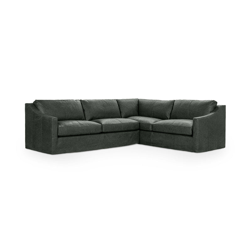 Classic Home Kipton upholstered corner sectional sofa with plush cushions and fabric upholstery, showcasing a stylish stationary sectional design.