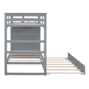 DreamHaus bunk bed with trundle and staircase, featuring a sturdy wooden frame and space-saving design for kids' bedroom.