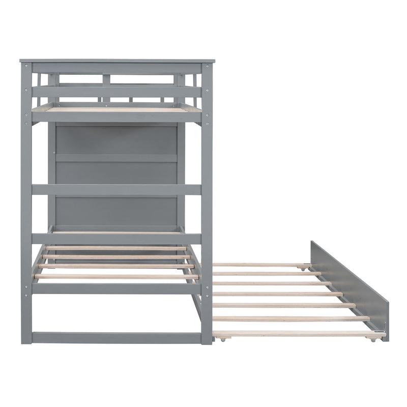 DreamHaus bunk bed with trundle and staircase, featuring a sturdy wooden frame and space-saving design for kids' bedroom.