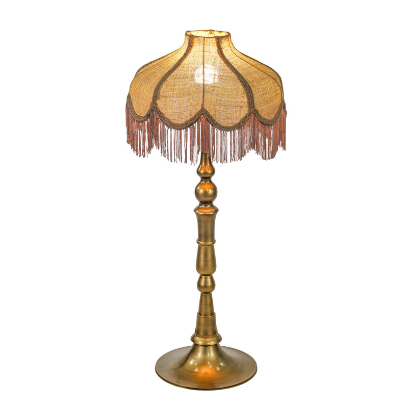 Buchanan - Jute Fringed Scalloped Table Lamp - Pink - R&R Furniture Gallery (Fountain Valley, CA)