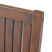 Set of two Noble House Wilson rustic dining chairs with dark brown acacia wood and slat panel design.