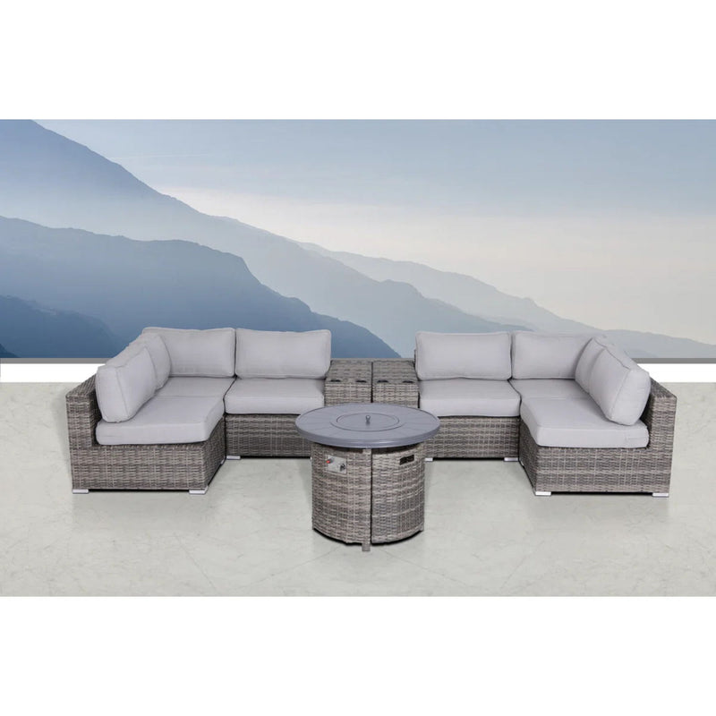 Wicker Outdoor Lounge Set With Cushions And Fire Pit - R&R Furniture Gallery (Fountain Valley, CA)