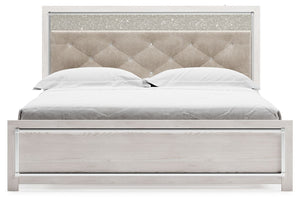 Altyra - King Panel Bed With Upholstered Headboard - White - R&R Furniture Gallery (Fountain Valley, CA)