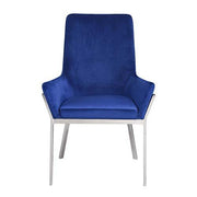 Cambrie - Side Chair (Set of 2) - Blue Velvet & Mirrored Silver - R&R Furniture Gallery (Fountain Valley, CA)