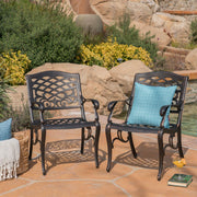 Luminea - Outdoor Aluminum Dining Chair With Scroll Design, Lattice Pattern And Cabriole Legs - Copper - R&R Furniture Gallery (Fountain Valley, CA)