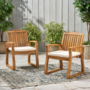 Della - Wood Armchair (Set of 2) Outdoor Dining Chairs - Cream - R&R Furniture Gallery (Fountain Valley, CA)