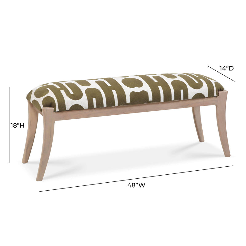 Arielle - Embroidered Bench - Olive / White - R&R Furniture Gallery (Fountain Valley, CA)