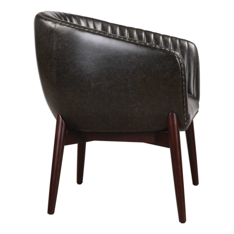 Black Uttermost Anders Chenille Accent Chair with plush upholstery and modern design, showcasing a comfortable, stylish seating option.