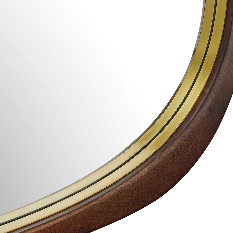 Zachari - Asymmetrical Tall Mirror - Gold / Woodtone