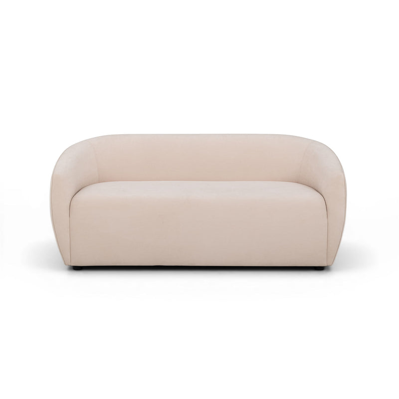 TOV Furniture Jordan stationary loveseat with plush fabric upholstery, modern design, and cushioned armrests.