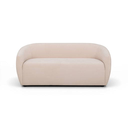 TOV Furniture Jordan stationary loveseat with plush fabric upholstery, modern design, and cushioned armrests.