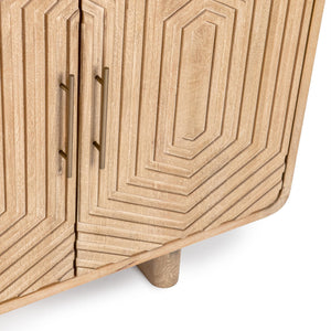 Classic Home Holmes 4-door buffet with wood finish, featuring storage cabinets and sleek design, ideal for dining room or kitchen.