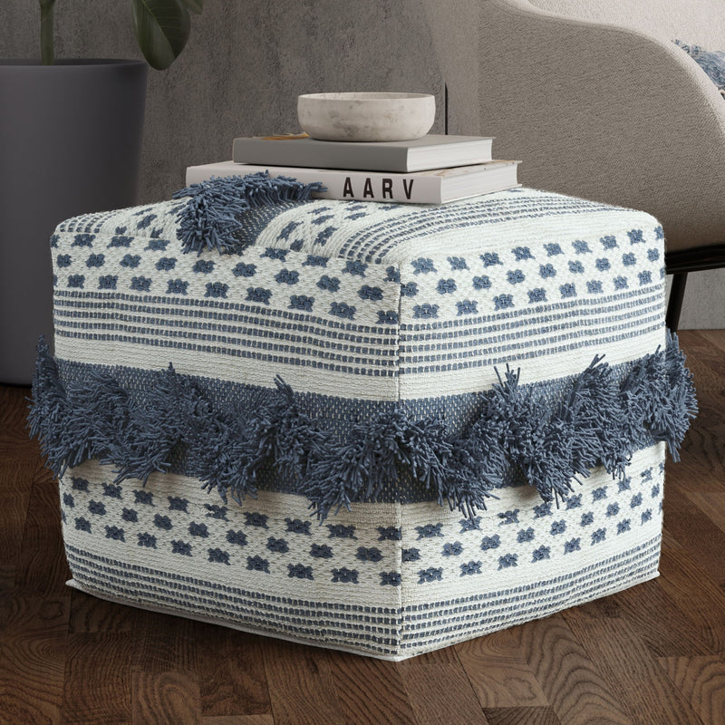 Bowden - Square Pouf Ottoman - Gray - R&R Furniture Gallery (Fountain Valley, CA)