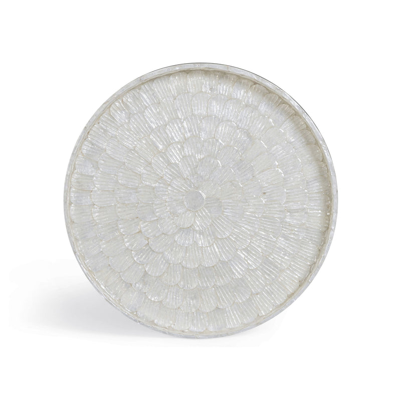 Coast - Seashell Round Side Table - Pearl White - R&R Furniture Gallery (Fountain Valley, CA)