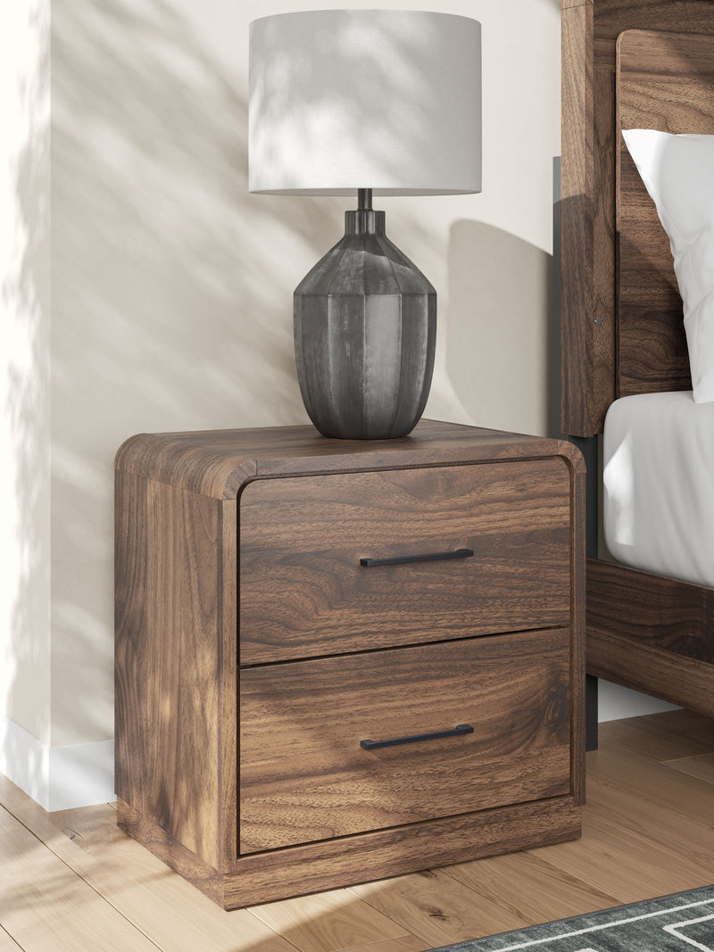 Fortlorn - Two Drawer Night Stand - Walnut Brown - R&R Furniture Gallery (Fountain Valley, CA)