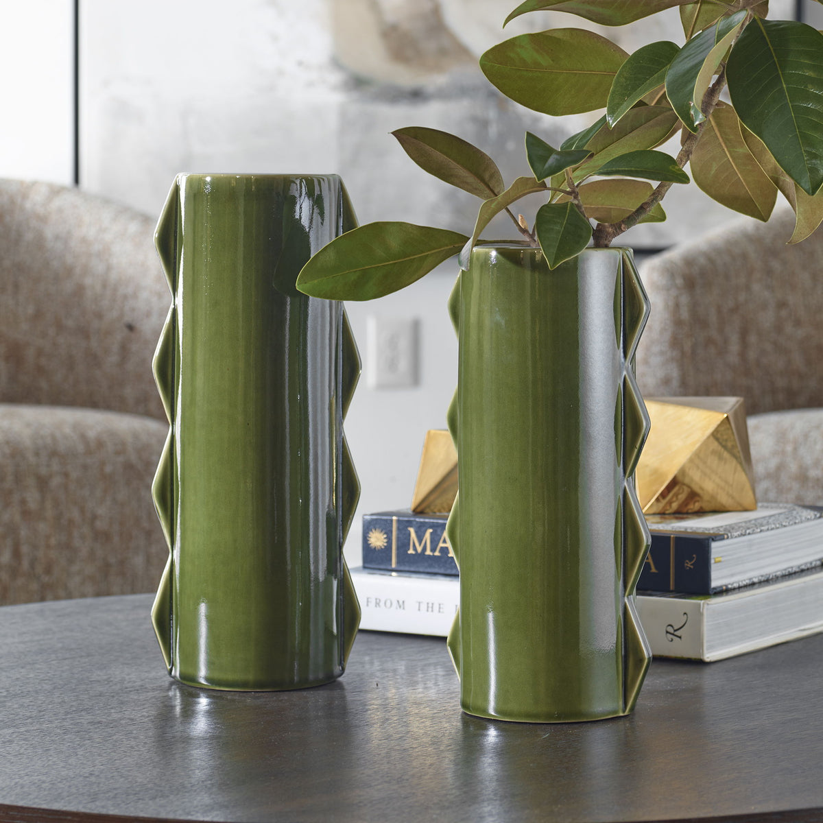 Meander - Vases (Set of 2) - Green