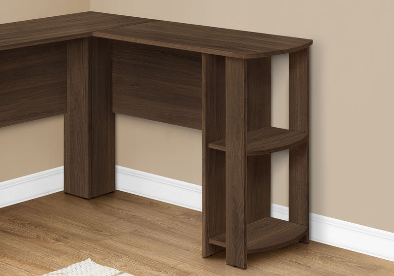 Computer Desk, Home Office, Corner, Storage Shelves, L Shape, Laptop, Contemporary & Modern - Walnut - R&R Furniture Gallery (Fountain Valley, CA)