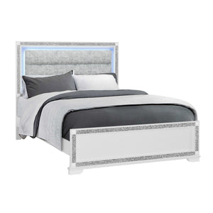 Soulmarie - Bed With LED Lighting And Padded Headboard