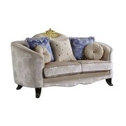 Sheridan - Loveseat With 5 Pillows - Cream Fabric - R&R Furniture Gallery (Fountain Valley, CA)