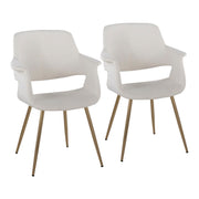 Pair of vintage flair Lumi Source glam art deco chairs with sleek black frames and plush upholstered seats, set of two.