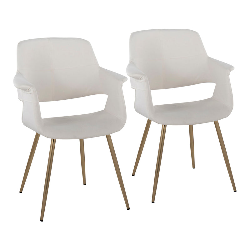 Pair of vintage flair Lumi Source glam art deco chairs with sleek black frames and plush upholstered seats, set of two.