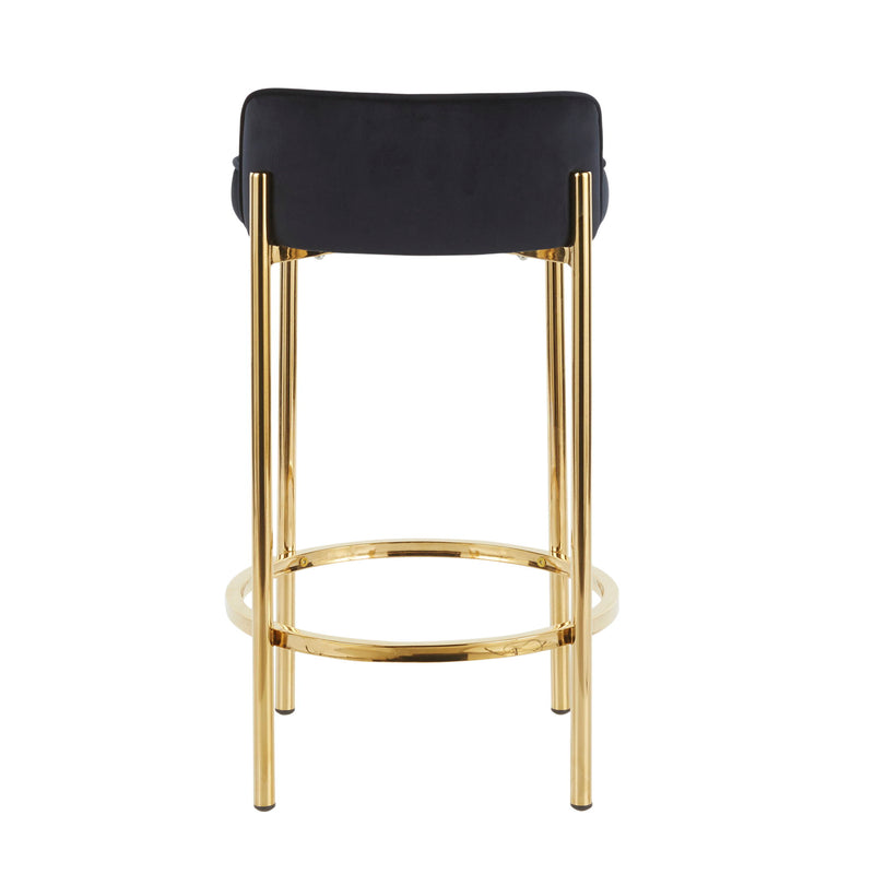 Lumi Source Chloe contemporary counter stool set of 2 with sleek modern design and wooden legs, ideal for kitchen or bar area.