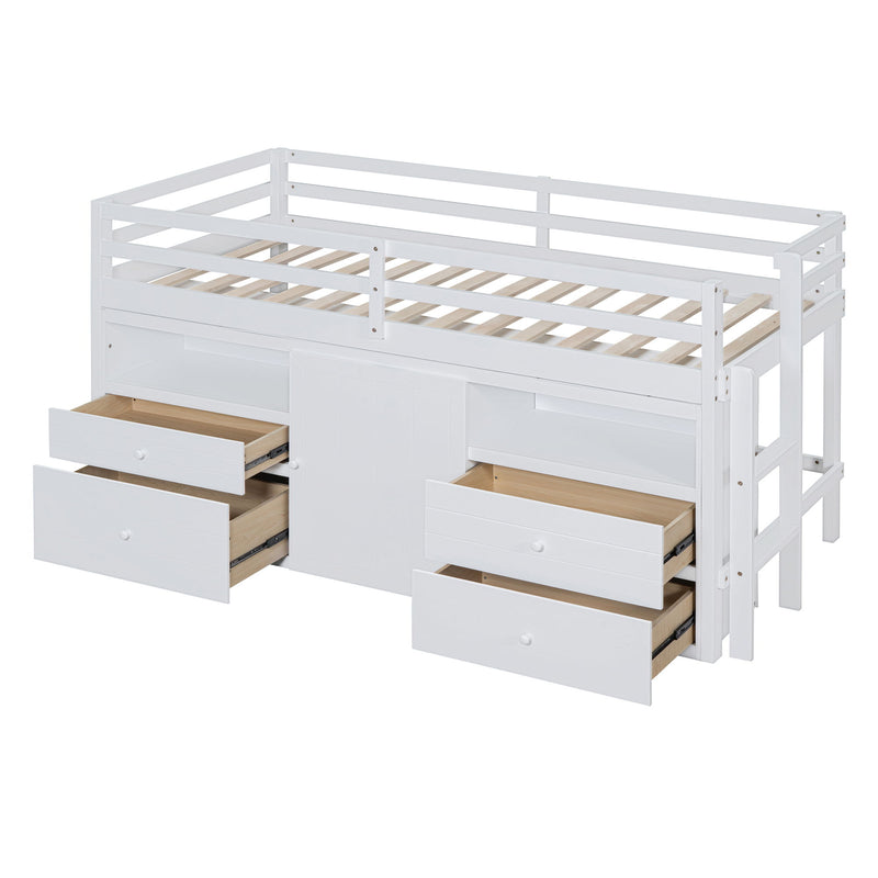 Loft Bed With 4 Drawers, Underneath Cabinet And Shelves - R&R Furniture Gallery (Fountain Valley, CA)