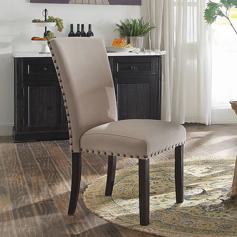 Nolan - Side Chair (Set of 2) - Linen & Salvage Dark Oak - R&R Furniture Gallery (Fountain Valley, CA)