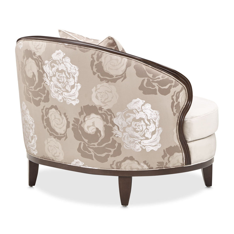 Camellia Field - Velvet Matching Chair - Beige / Dark Brown - R&R Furniture Gallery (Fountain Valley, CA)