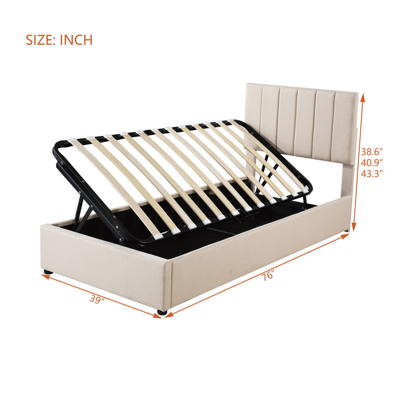Upholstered Platform Bed With A Hydraulic Storage System - R&R Furniture Gallery (Fountain Valley, CA)